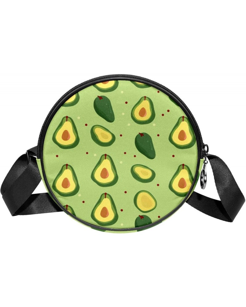 Small Crossbody Wallet for Women, Circle Crossbody Purse Handbag, cartoon avocado fruit seamless $10.91 Crossbody Bags