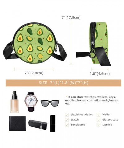 Small Crossbody Wallet for Women, Circle Crossbody Purse Handbag, cartoon avocado fruit seamless $10.91 Crossbody Bags