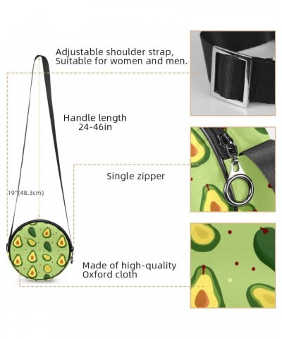 Small Crossbody Wallet for Women, Circle Crossbody Purse Handbag, cartoon avocado fruit seamless $10.91 Crossbody Bags