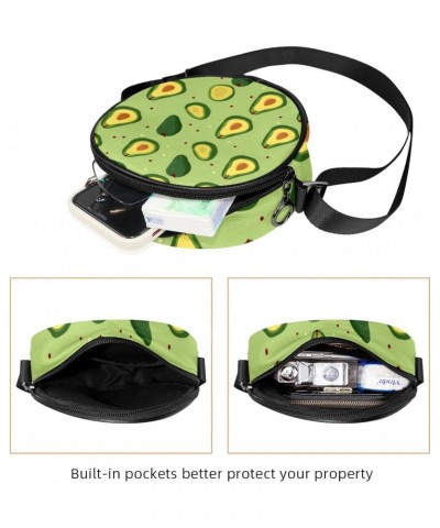 Small Crossbody Wallet for Women, Circle Crossbody Purse Handbag, cartoon avocado fruit seamless $10.91 Crossbody Bags