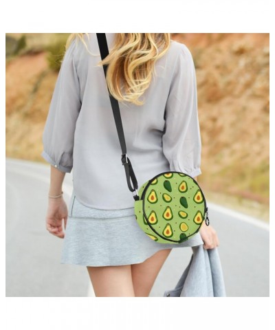 Small Crossbody Wallet for Women, Circle Crossbody Purse Handbag, cartoon avocado fruit seamless $10.91 Crossbody Bags