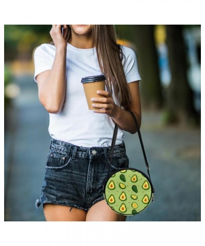 Small Crossbody Wallet for Women, Circle Crossbody Purse Handbag, cartoon avocado fruit seamless $10.91 Crossbody Bags