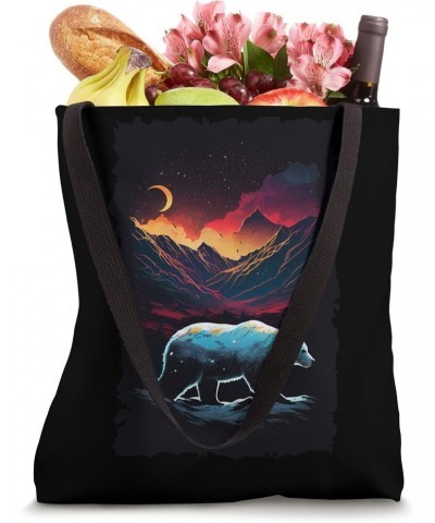 Polar Bear Retro Vintage Mountain Sunset Tote Bag $13.05 Totes