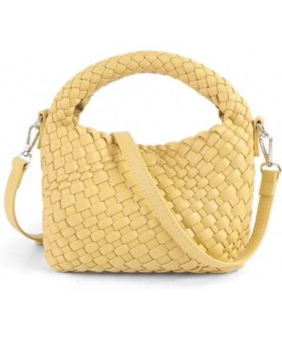 Women Woven Tote Small Crossbody Bag, Weave Quilted Purse Square Shoulder Bag Woven Handbag, Women Shoulder Bag Yellow $27.20...