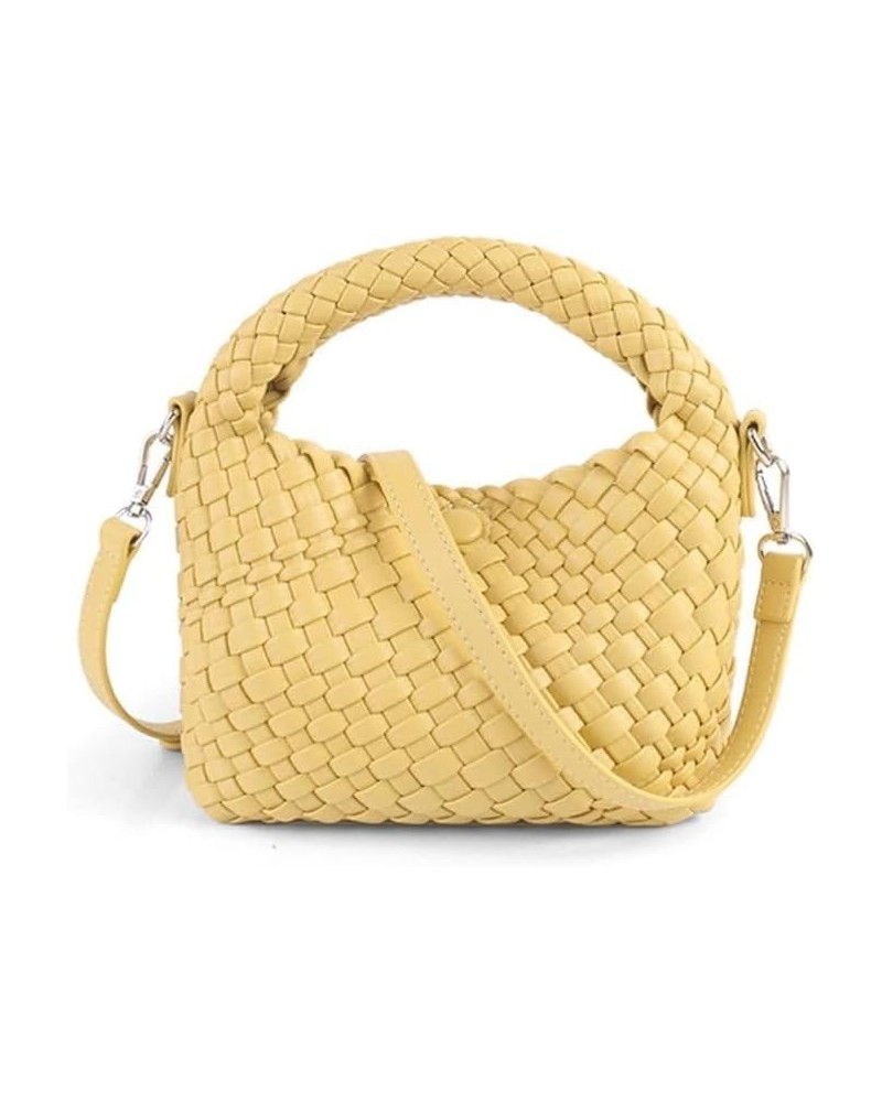 Women Woven Tote Small Crossbody Bag, Weave Quilted Purse Square Shoulder Bag Woven Handbag, Women Shoulder Bag Yellow $27.20...