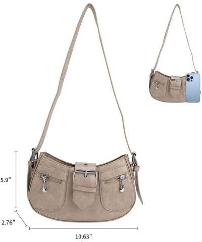 Purse for Women Punk Style Shoulder Bag Retro Leather Crossbody Bag with Adjustable Straps Handbags B199-khaki Color $20.99 S...