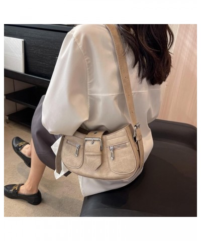 Purse for Women Punk Style Shoulder Bag Retro Leather Crossbody Bag with Adjustable Straps Handbags B199-khaki Color $20.99 S...