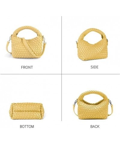 Women Woven Tote Small Crossbody Bag, Weave Quilted Purse Square Shoulder Bag Woven Handbag, Women Shoulder Bag Yellow $27.20...