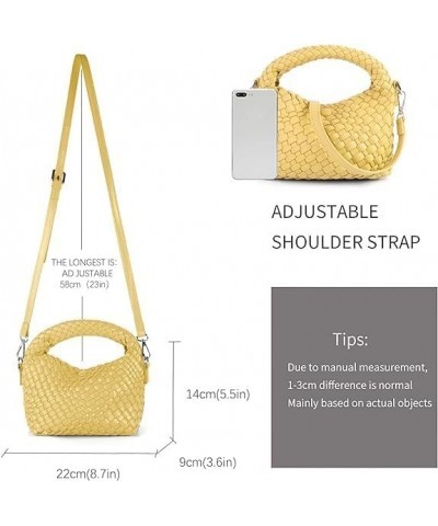 Women Woven Tote Small Crossbody Bag, Weave Quilted Purse Square Shoulder Bag Woven Handbag, Women Shoulder Bag Yellow $27.20...