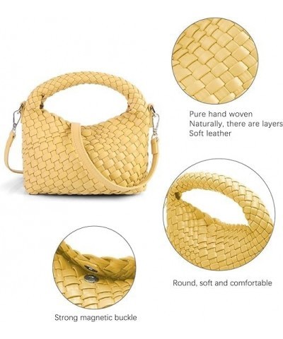 Women Woven Tote Small Crossbody Bag, Weave Quilted Purse Square Shoulder Bag Woven Handbag, Women Shoulder Bag Yellow $27.20...