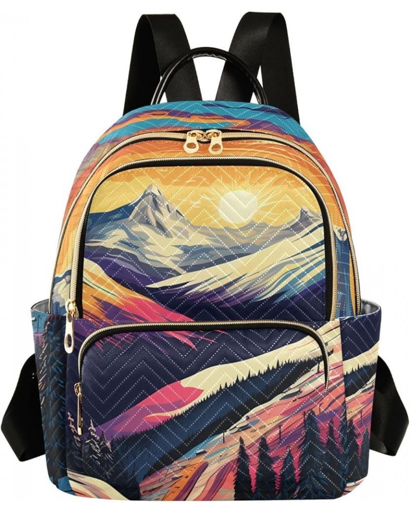 Colorful Sunset Rays Fashion Travel Backpack for Women Multi Pockets Lightweight Purse for Women-M Multicolor Medium $19.94 B...