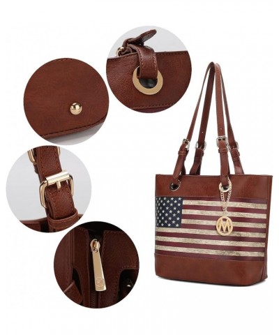 USA Tote Shoulder Bag for Women Vegan Leather Patriotic Handbag, Lady Fashion American Flag Satchel Purse Vera Black $28.42 T...