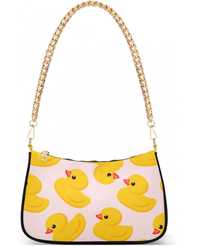 Women Chain Shoulder Purse Bag With Zipper Cute Duck Print, Lovely Hobo Tote Clutch Handbags with Chain Strap $16.73 Totes