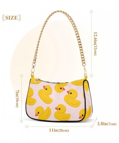 Women Chain Shoulder Purse Bag With Zipper Cute Duck Print, Lovely Hobo Tote Clutch Handbags with Chain Strap $16.73 Totes