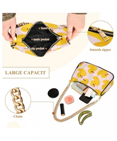 Women Chain Shoulder Purse Bag With Zipper Cute Duck Print, Lovely Hobo Tote Clutch Handbags with Chain Strap $16.73 Totes