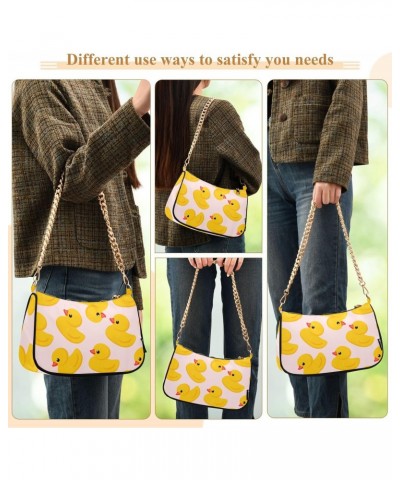 Women Chain Shoulder Purse Bag With Zipper Cute Duck Print, Lovely Hobo Tote Clutch Handbags with Chain Strap $16.73 Totes