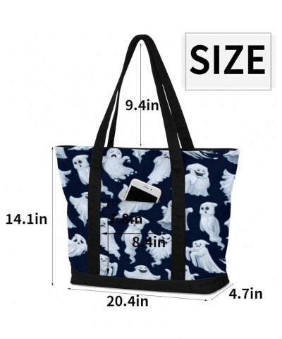 Tote Bag for Women Canvas Shoulder Bag Large Casual Handbag Lightweight Tote Bag with Zipper for Work Travel Shopping Hallowe...