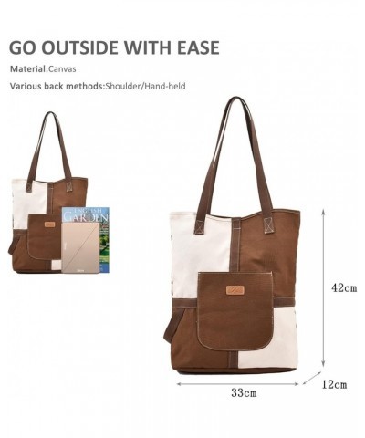 Canvas Handbags for Women Casual Shoulder Bag Large Tote Bag Contrast Hobo Bags Shopping Bag Black Brown $21.86 Totes