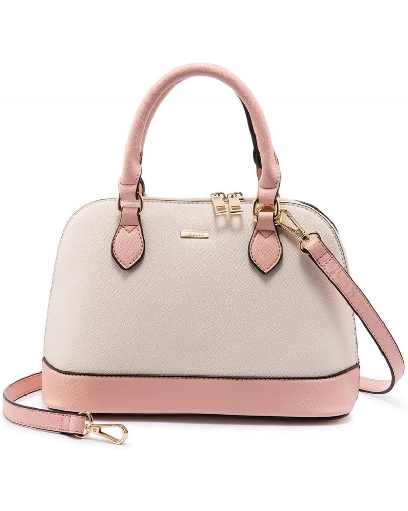 Small Crossbody Bags for Women Classic Double Zip Top Handle Dome Satchel Bag Shoulder Purse Pink/Beige $13.12 Satchels