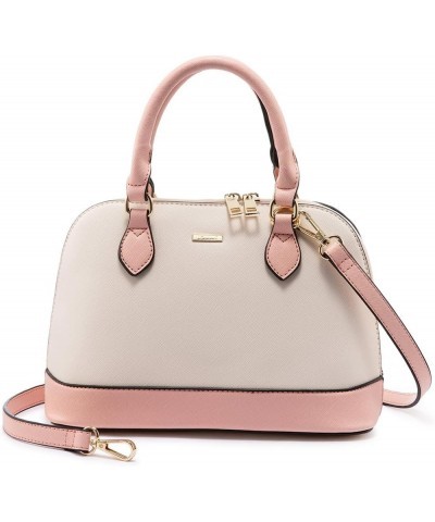 Small Crossbody Bags for Women Classic Double Zip Top Handle Dome Satchel Bag Shoulder Purse Pink/Beige $13.12 Satchels