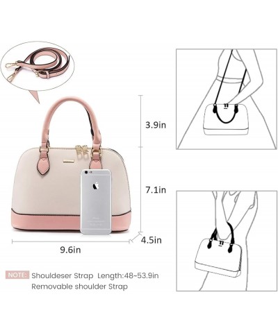 Small Crossbody Bags for Women Classic Double Zip Top Handle Dome Satchel Bag Shoulder Purse Pink/Beige $13.12 Satchels