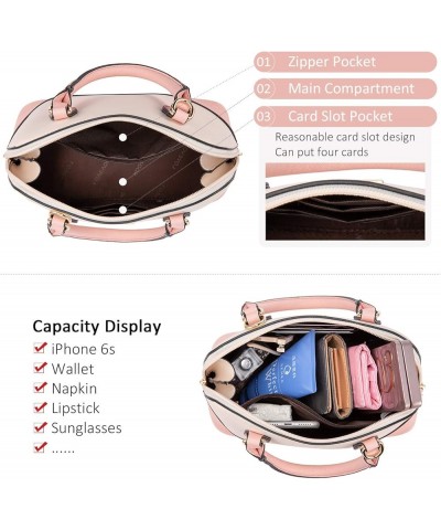 Small Crossbody Bags for Women Classic Double Zip Top Handle Dome Satchel Bag Shoulder Purse Pink/Beige $13.12 Satchels