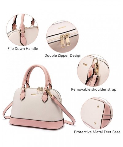 Small Crossbody Bags for Women Classic Double Zip Top Handle Dome Satchel Bag Shoulder Purse Pink/Beige $13.12 Satchels