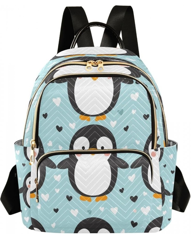 Penguin Heart Love Women Backpack Purse Ladies Fashion Shoulder Bag Daypack Travel Bag 10L Small $20.64 Backpacks