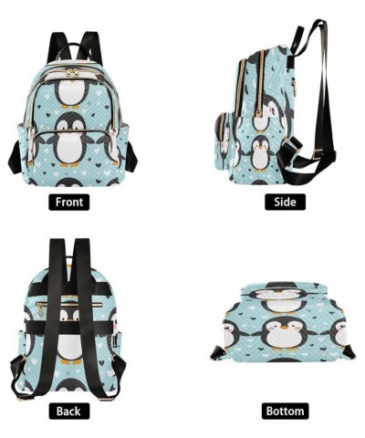 Penguin Heart Love Women Backpack Purse Ladies Fashion Shoulder Bag Daypack Travel Bag 10L Small $20.64 Backpacks