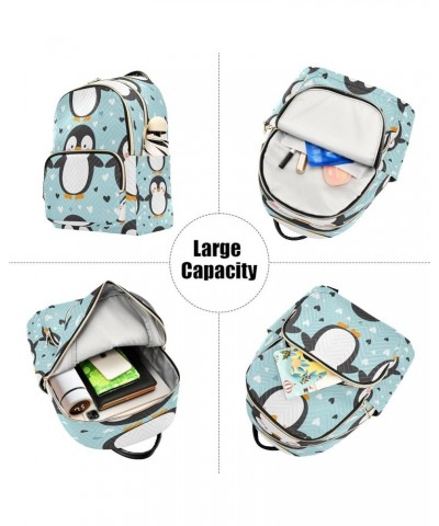 Penguin Heart Love Women Backpack Purse Ladies Fashion Shoulder Bag Daypack Travel Bag 10L Small $20.64 Backpacks