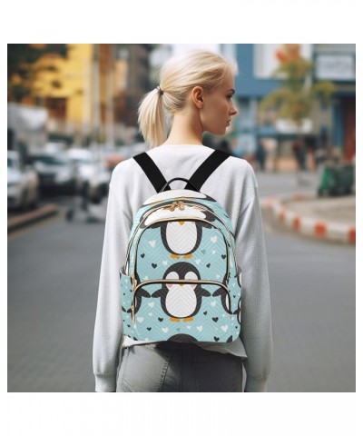 Penguin Heart Love Women Backpack Purse Ladies Fashion Shoulder Bag Daypack Travel Bag 10L Small $20.64 Backpacks