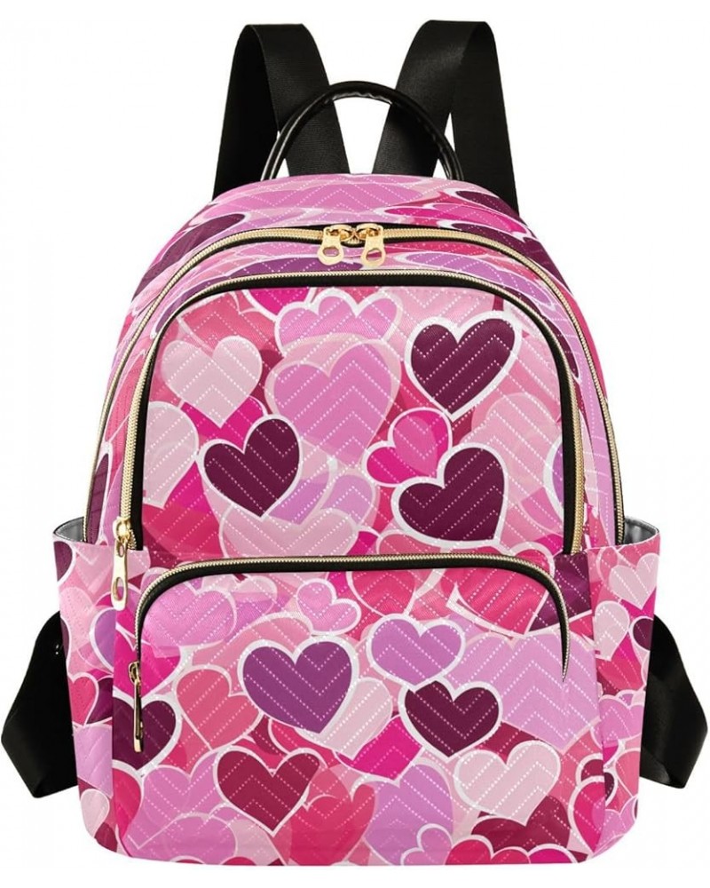 Valentine's Day Purple Pink Love Heart Women Backpack Purse Ladies Fashion Shoulder Bag Daypack Travel Bag 7.5L Medium $14.57...