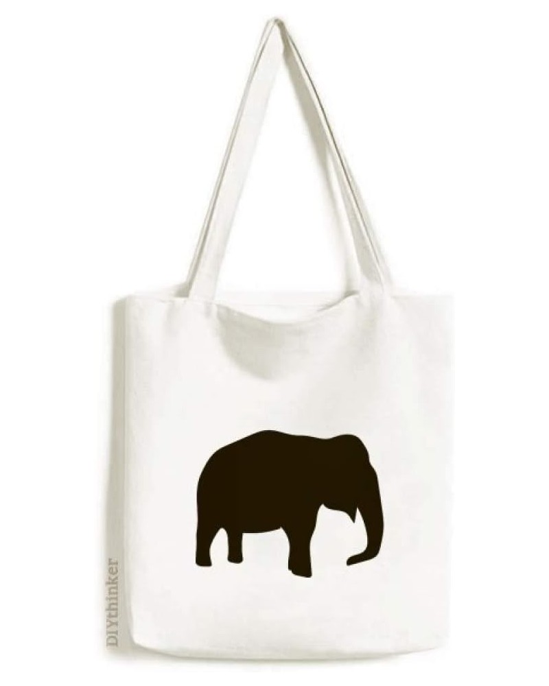 Black Elephant Cute Animal Portrayal Tote Canvas Bag Shopping Satchel Casual Handbag $15.50 Totes