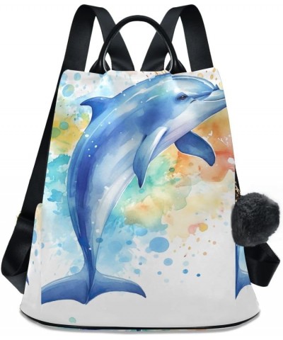 Red Pirate Animal Backpack Purse for Women Anti Theft Back Zipper Fashion Casual Travel Bag Dolphin Watercolor $23.09 Backpacks