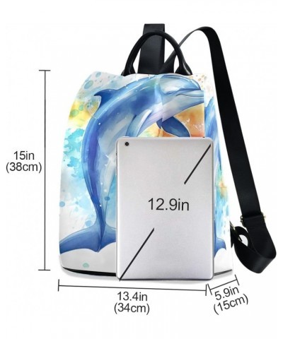 Red Pirate Animal Backpack Purse for Women Anti Theft Back Zipper Fashion Casual Travel Bag Dolphin Watercolor $23.09 Backpacks