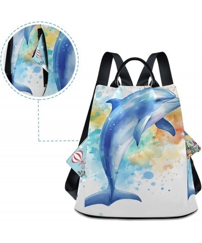 Red Pirate Animal Backpack Purse for Women Anti Theft Back Zipper Fashion Casual Travel Bag Dolphin Watercolor $23.09 Backpacks