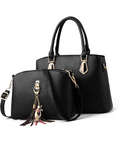 Handbags for Women Shoulder Bags Tote Satchel 2pcs Purse Set Tassel Crossbody Bags Yellow Black $27.52 Totes