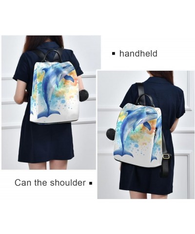 Red Pirate Animal Backpack Purse for Women Anti Theft Back Zipper Fashion Casual Travel Bag Dolphin Watercolor $23.09 Backpacks