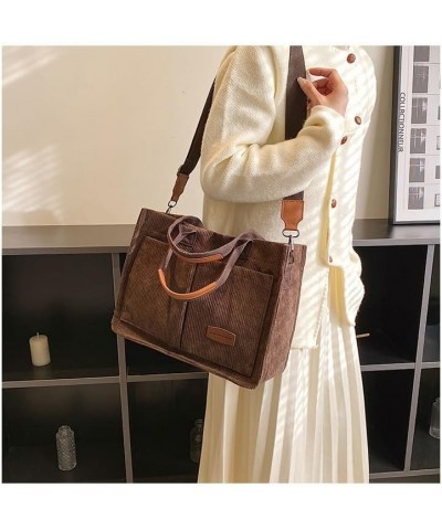 Corduroy Tote Bag Aesthetic Tote Bag Aesthetic Corduroy Crossbody Bags for Women Casual Work Crossbody Tote (Beige) Brown $13...