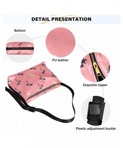 Flamingo Pink Tropical Hobo Shoulder Bag for Women Men PU Leather Crossbody Bag Slouchy Tote Handbags for Working Shopping Tr...