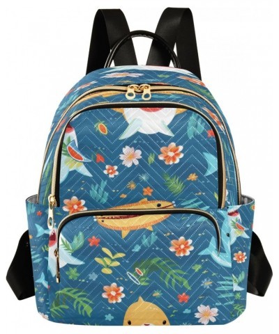 Tropical Shark Women Backpack Purse Travel Daypack Shoulder Bag $14.00 Backpacks