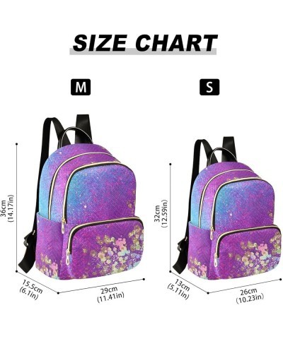 Backpack Purse for Women Sparkling Rainbow, Mini Fashion Backpack Luxurious Purple Lightweight Casual Daypack Shoulder Bag Tr...