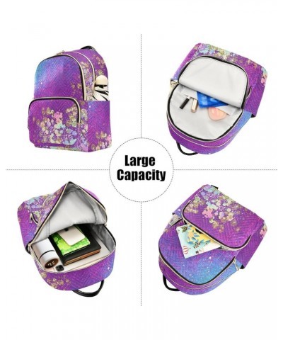 Backpack Purse for Women Sparkling Rainbow, Mini Fashion Backpack Luxurious Purple Lightweight Casual Daypack Shoulder Bag Tr...