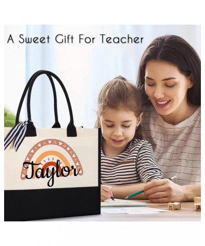 Personalized Tote Bags for Women-Personalized Teacher Bag for Teachers Day- Personalized Gifts for Women Teacher Name-rainbow...