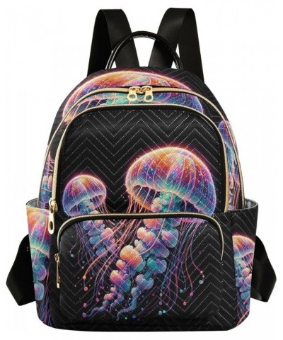 Backpack Purse for Women Glowing Bright Jellyfish, Mini Fashion Backpack Magic Lightweight Casual Daypack Shoulder Bag Travel...