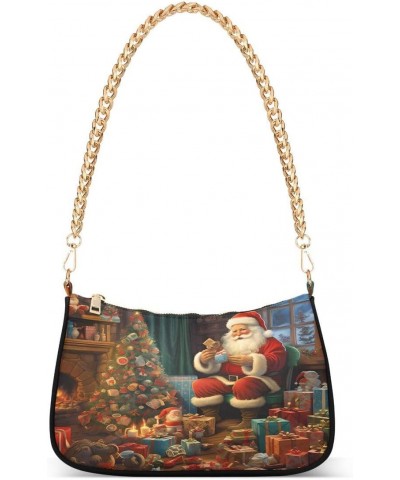 Christmas Santa Claus House City Women's Handbags Tote Crossbody Bag Purse Ladies Shoulder Bag Hobo Handbag $13.50 Totes