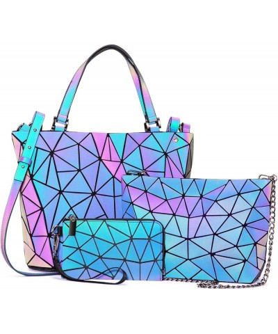 Geometric Luminous Purses and Handbags for Women Holographic Reflective Bag Backpack Wallet Clutch Set 3pcs Purse Sets $17.05...