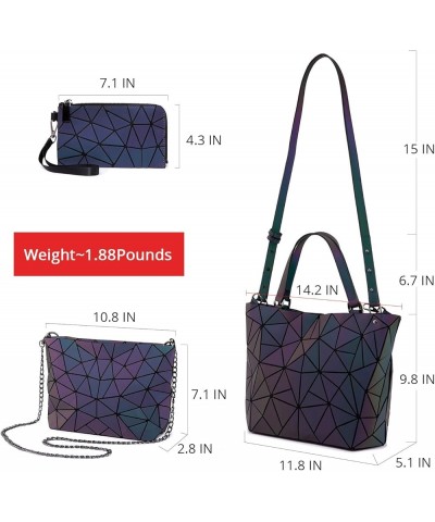 Geometric Luminous Purses and Handbags for Women Holographic Reflective Bag Backpack Wallet Clutch Set 3pcs Purse Sets $17.05...