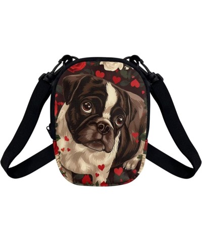 Women Messenger Bag Mini Cross-Body Cell Phone Purse Shoulder Strap Wallet Pouch Bag Girls Crossbody Bag Boston Terrier Rose ...