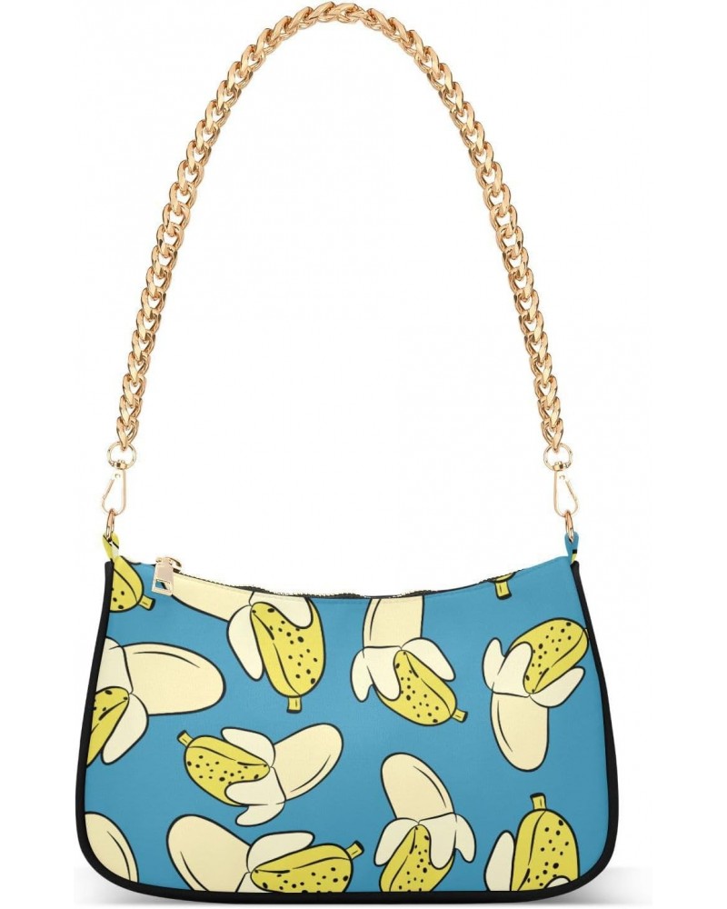 Shoulder Bag Cartoon Cute Banana Blue Women Clutch Handbag Shoulder Purch Boho Bag Date Chain Bag Tote Bag Spring Holiday Bir...